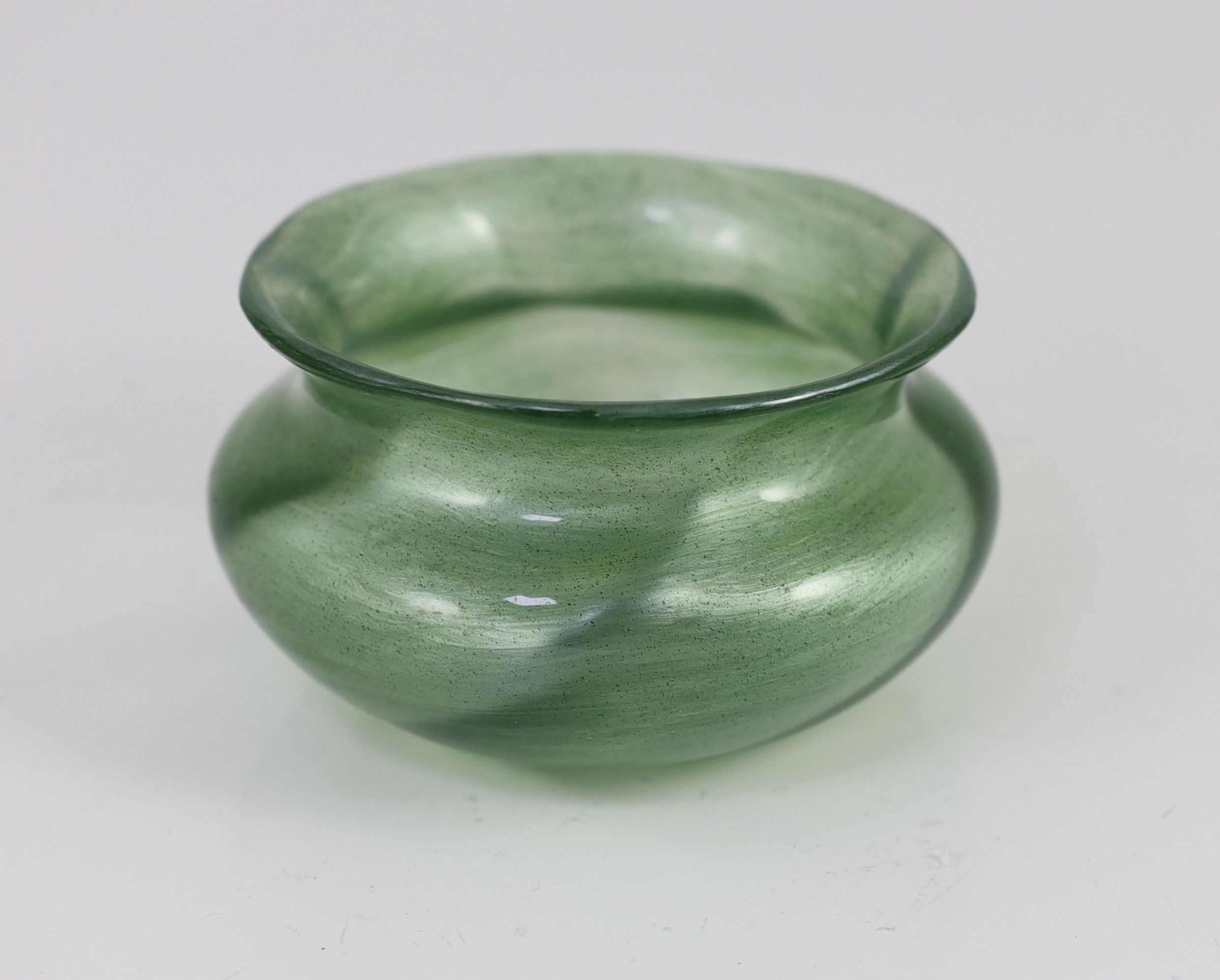 A rare Loetz Melusin green glass bowl, 12.5cm wide